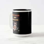 Tasse 2 Couleurs Chat de lecture drôle (Devant gauche)