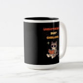 Tasse 2 Couleurs Chat de lecture drôle (Devant droit)