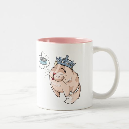 Tasse 2 Couleurs Chat de luxe rêvant de caviar (Droit)
