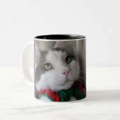 Tasse 2 Couleurs Chat de Noël (Devant gauche)