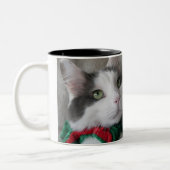 Tasse 2 Couleurs Chat de Noël (Gauche)