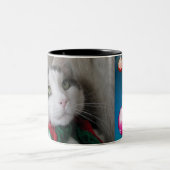 Tasse 2 Couleurs Chat de Noël (Centre)