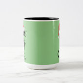 Tasse 2 Couleurs Chat de Noël Rétro Vert à Long Cou (Centre)