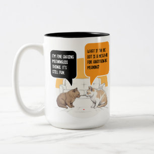 Tasse 2 Couleurs Chat de philosophie Point Rouge Humour Existentiel