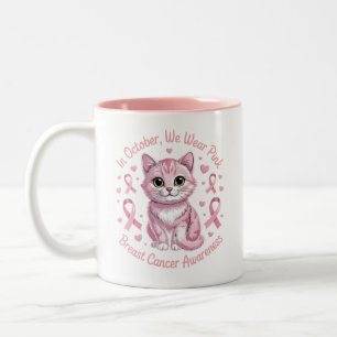 Tasse 2 Couleurs Chat de sensibilisation au cancer du sein en octob