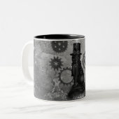 Tasse 2 Couleurs Chat de Steampunk (Devant gauche)