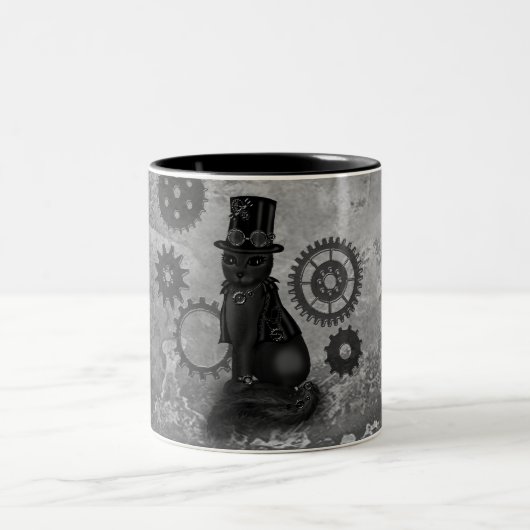 Tasse 2 Couleurs Chat de Steampunk (Centre)