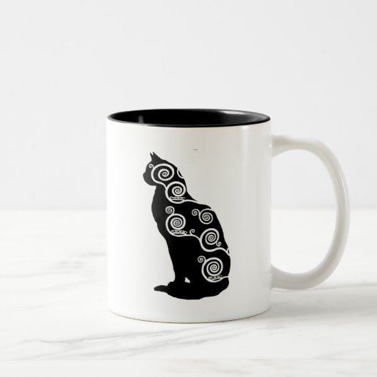 Tasse 2 Couleurs Chat de style de Klimt (Droit)