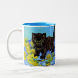Tasse 2 Couleurs Chat de style Van Gogh avec tournesols