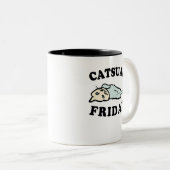 Tasse 2 Couleurs Chat Décontracté décontracté Vendredi Cute (Devant droit)