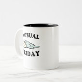Tasse 2 Couleurs Chat Décontracté décontracté Vendredi Cute (Devant gauche)