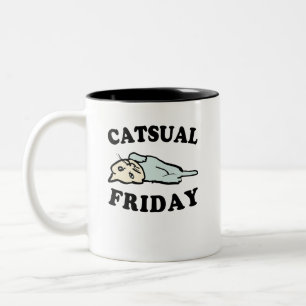 Tasse 2 Couleurs Chat Décontracté décontracté Vendredi Cute