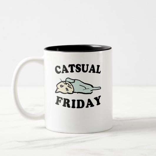 Tasse 2 Couleurs Chat Décontracté décontracté Vendredi Cute (Gauche)