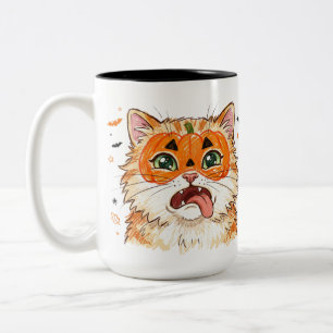Tasse 2 Couleurs Chat d'Halloween drôle et niais avec peinture de v