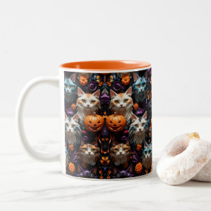 Tasse 2 Couleurs Chat d'Halloween vibrant Motifs coloré Éffrayant