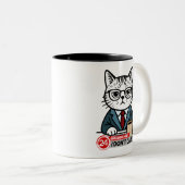 Tasse 2 Couleurs Chat d'humour de bureau sarcastique (Devant droit)