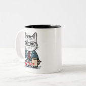 Tasse 2 Couleurs Chat d'humour de bureau sarcastique (Devant gauche)