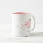 Tasse 2 Couleurs Chat dormant rose personnalisé (Devant droit)