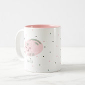 Tasse 2 Couleurs Chat dormant rose personnalisé (Devant gauche)