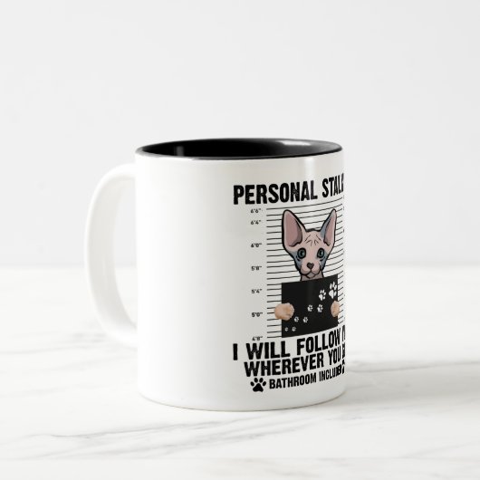 Tasse 2 Couleurs Chat drôle. (Devant gauche)