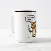 Tasse 2 Couleurs Chat drôle avec couteau (Devant gauche)