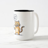 Tasse 2 Couleurs Chat drôle avec couteau (Devant droit)