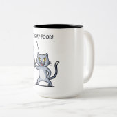 Tasse 2 Couleurs Chat Drôle avec Couteau (Devant droit)