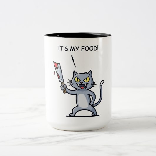 Tasse 2 Couleurs Chat Drôle avec Couteau (Centre)