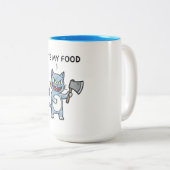 Tasse 2 Couleurs Chat Drôle avec une Hache (Devant droit)