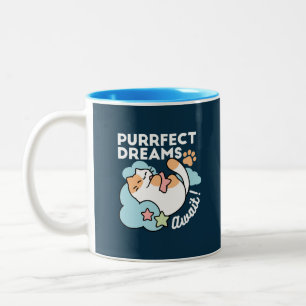 Tasse 2 Couleurs Chat Endormi Enlaçant une Étoile – Rêves Parfaits