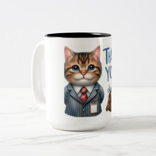 Tasse 2 Couleurs Chat enseignant (Devant gauche)