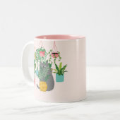 Tasse 2 Couleurs Chat entre Plantes drôle (Devant gauche)