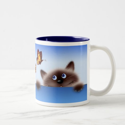 Tasse 2 Couleurs Chat et papillon (Droit)