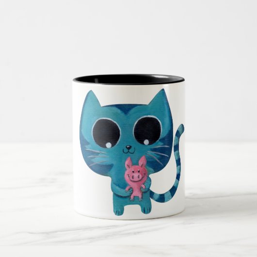 Tasse 2 Couleurs Chat et porc mignons de Kitty (Centre)