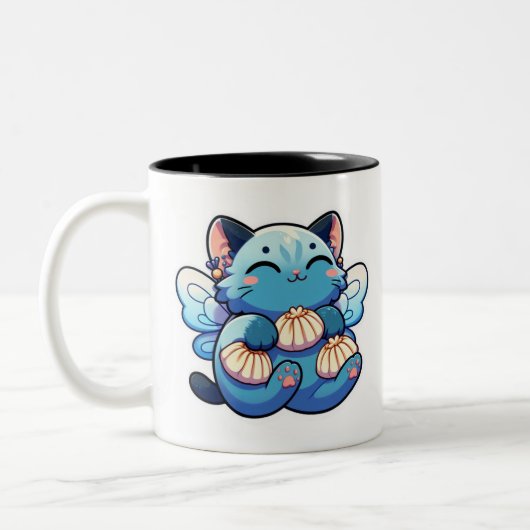 Tasse 2 Couleurs Chat fée mignonne avec boulettes (Gauche)