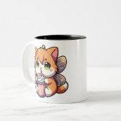Tasse 2 Couleurs Chat fée mignonne buvant du milk-shake (Devant gauche)