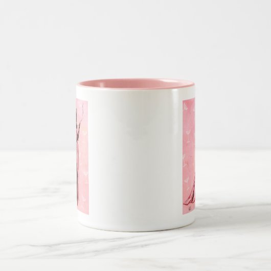 Tasse 2 Couleurs Chat flamand en rose (Centre)