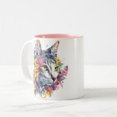Tasse 2 Couleurs Chat floral (Devant gauche)