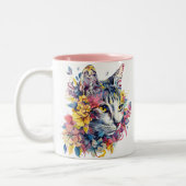 Tasse 2 Couleurs Chat floral (Gauche)