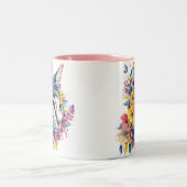 Tasse 2 Couleurs Chat floral (Centre)