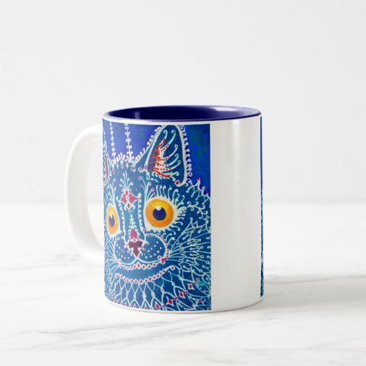 Tasse 2 Couleurs Chat gothique bleu (Devant gauche)