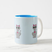 Tasse 2 Couleurs Chat gris mignon (Devant droit)