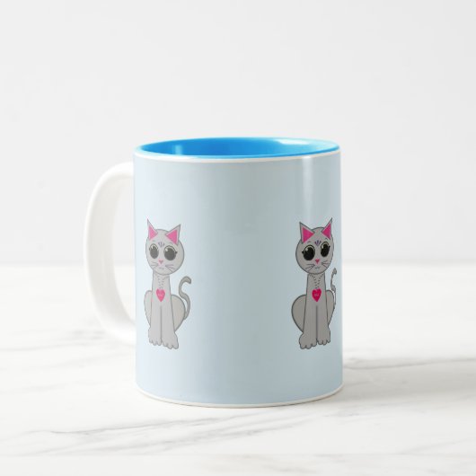 Tasse 2 Couleurs Chat gris mignon (Devant gauche)