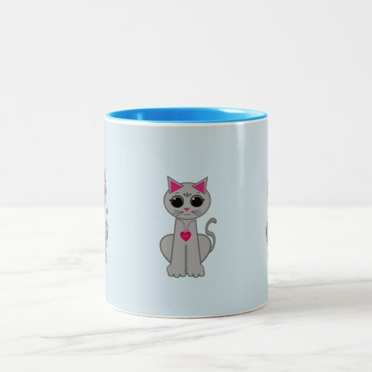 Tasse 2 Couleurs Chat gris mignon (Centre)