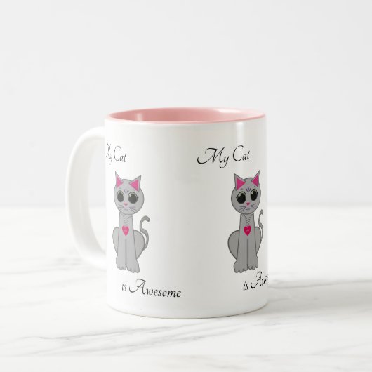Tasse 2 Couleurs Chat gris mignon (Devant gauche)