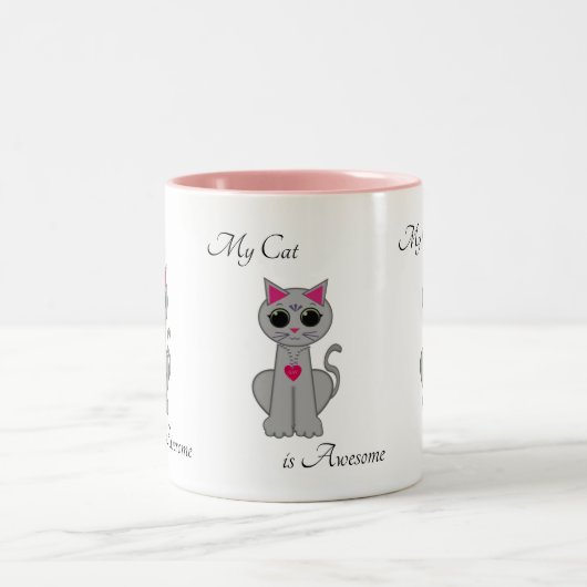 Tasse 2 Couleurs Chat gris mignon (Centre)