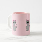 Tasse 2 Couleurs Chat gris mignon (Devant gauche)