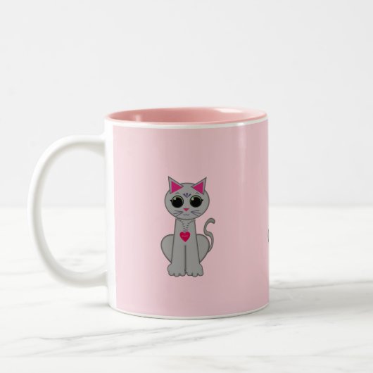 Tasse 2 Couleurs Chat gris mignon (Gauche)