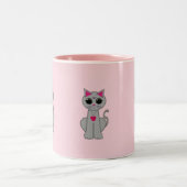 Tasse 2 Couleurs Chat gris mignon (Centre)