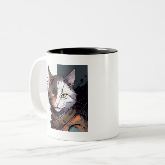 Tasse 2 Couleurs Chat guerrier (Devant gauche)